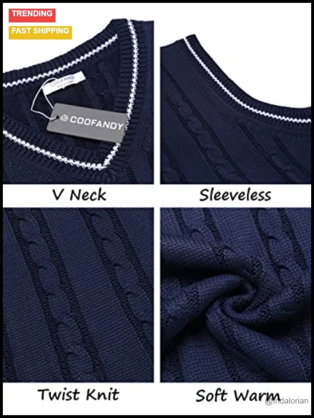 Men's Sweater Vest V Neck Slim Fit Casual Sleeveless Twisted Knitted Pullover